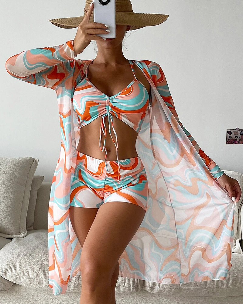 Valmere | Conjunto de Bikini de 3 Piezas con Estampado