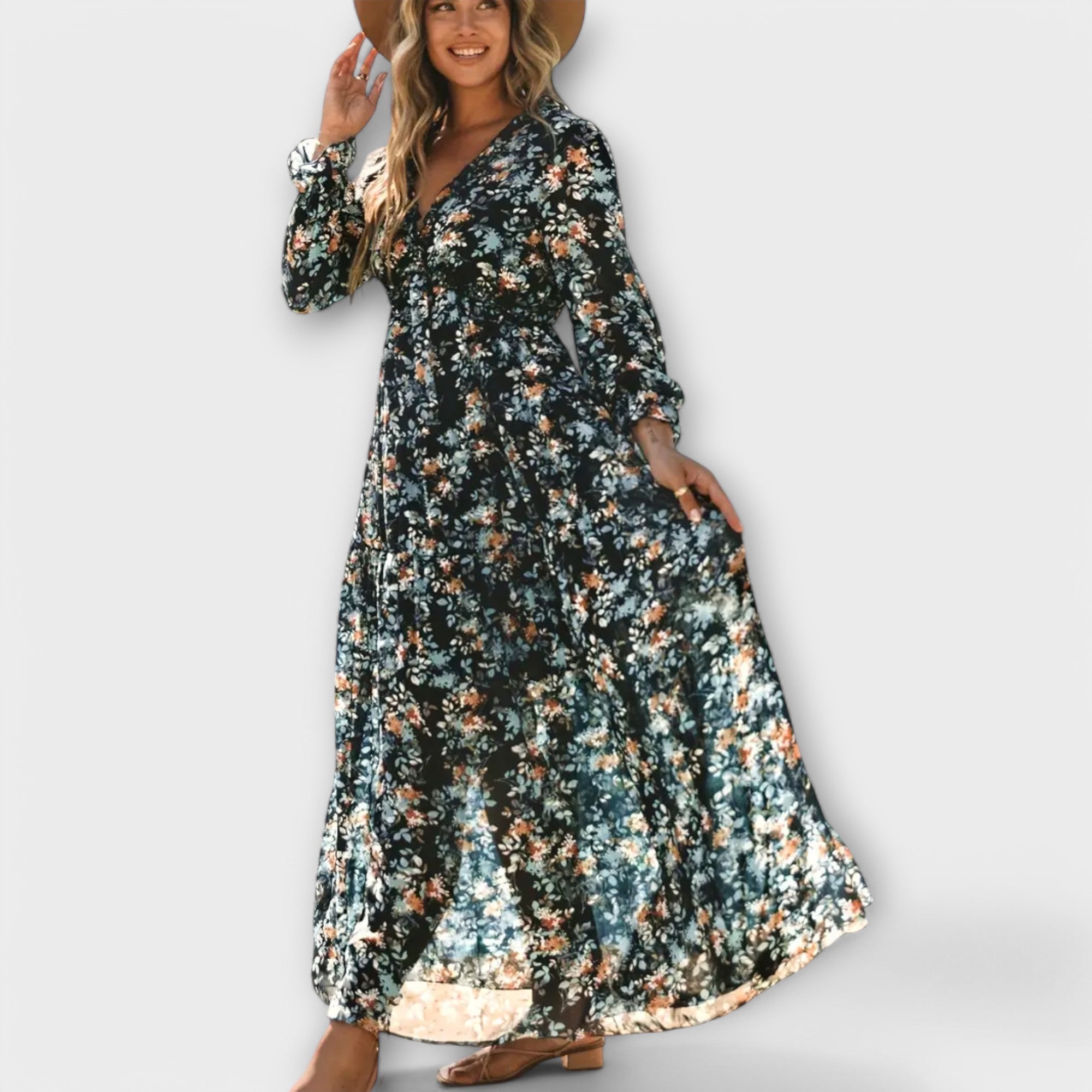 Elle | Maxi vestido floral con escote en V