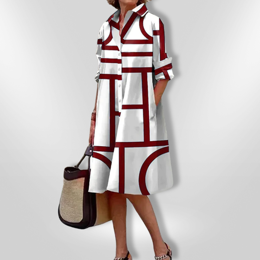 Estelle | Vestido Elegante Geométrico con Botones