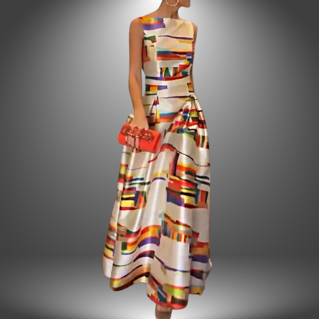 Amelia | Vestido Maxi con Patrón Geométrico Audaz