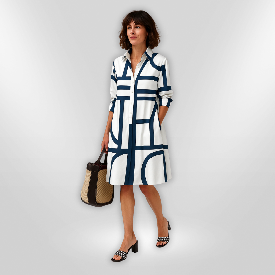 Estelle | Vestido Elegante Geométrico con Botones