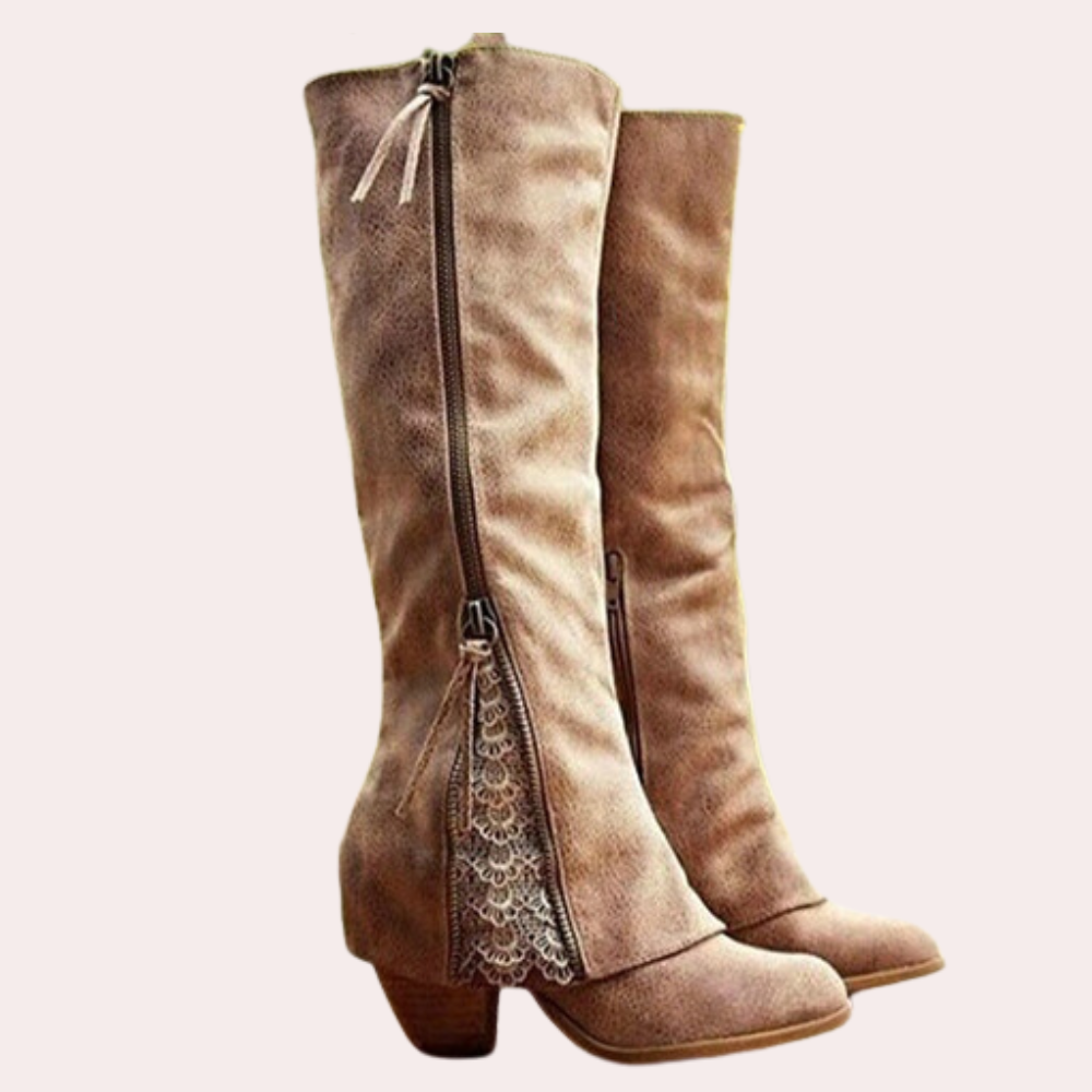 Celeste | Women’s Winter Cowgirl Boots with Lace Detail & Winter Lining