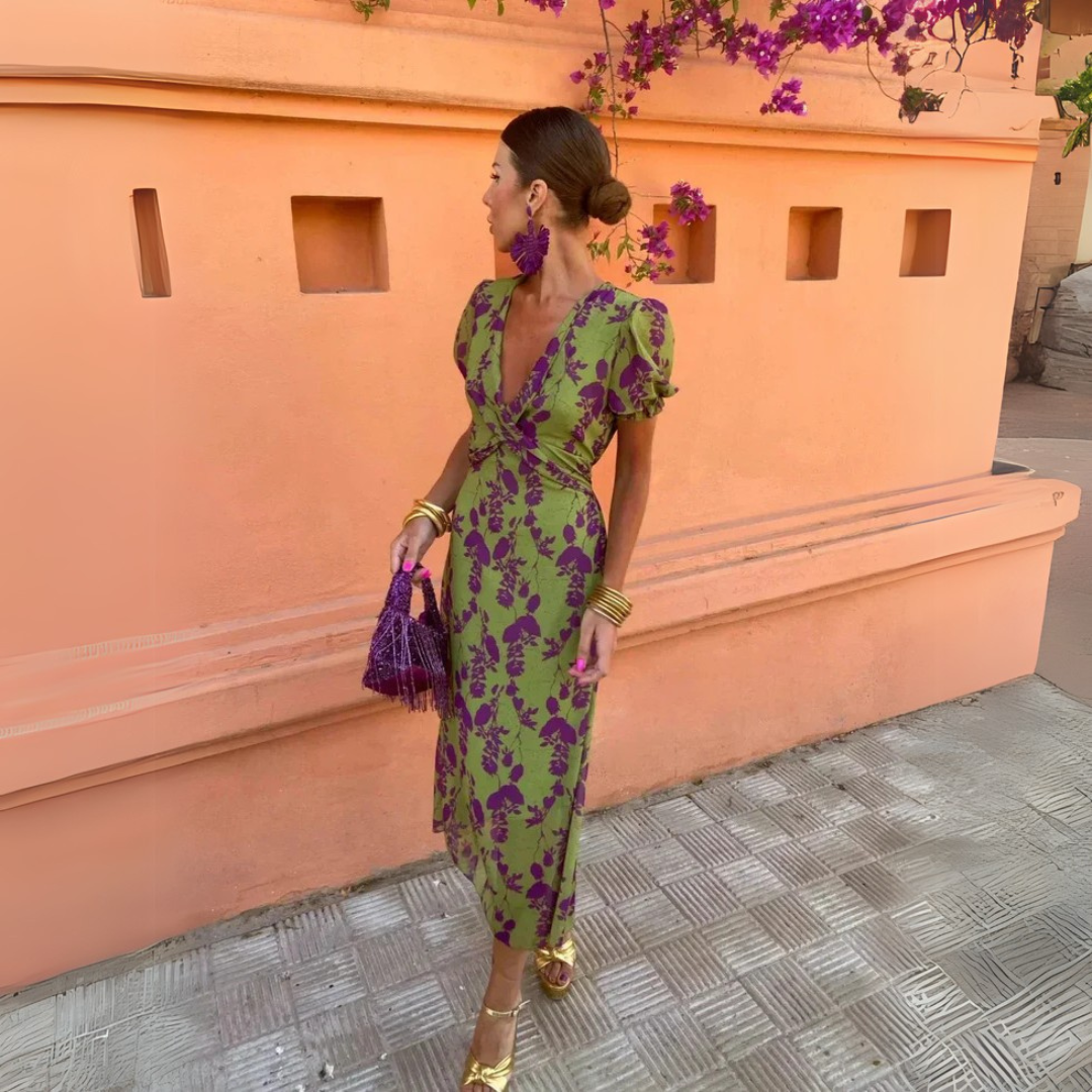 Danielle™ — Vestido Midi con Estampado de Flores