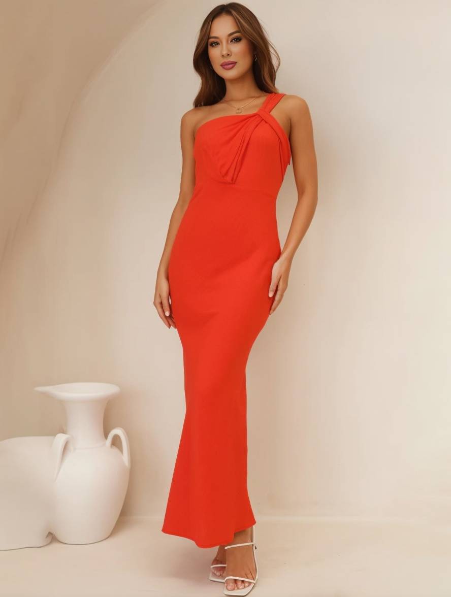 ELEVA Vestido Maxi de Satén