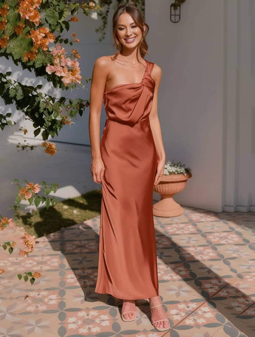 ELEVA Vestido Maxi de Satén
