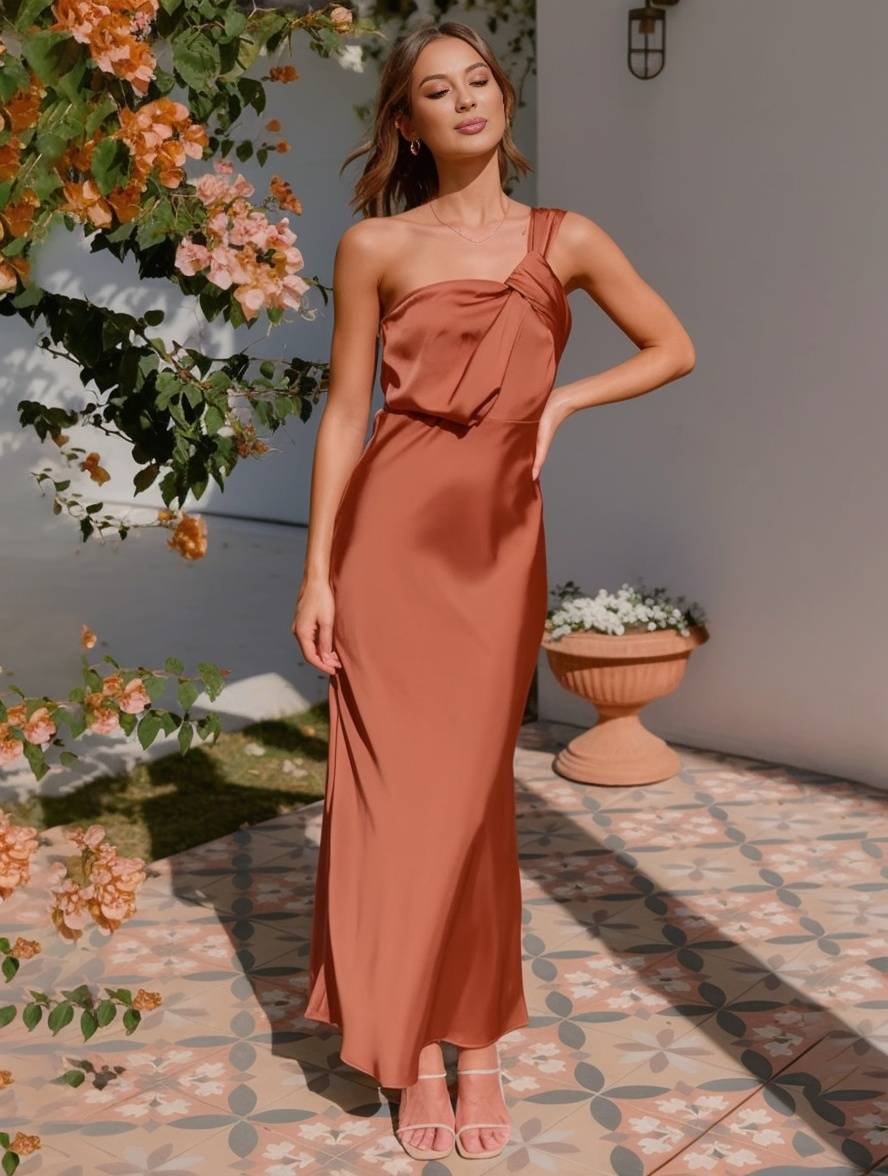 ELEVA Vestido Maxi de Satén