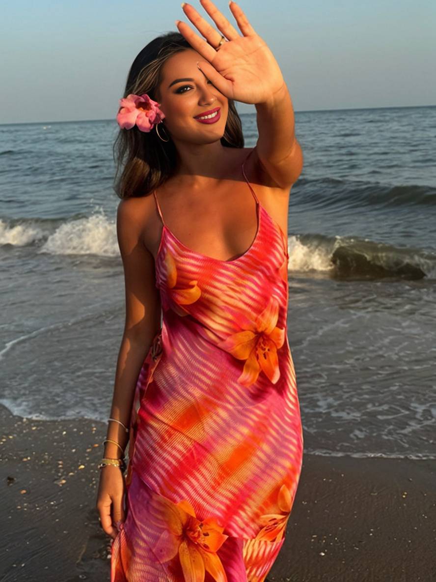 VESTIDO MAXI SIN ESPALDA FLORAL IRREGULAR ISLA