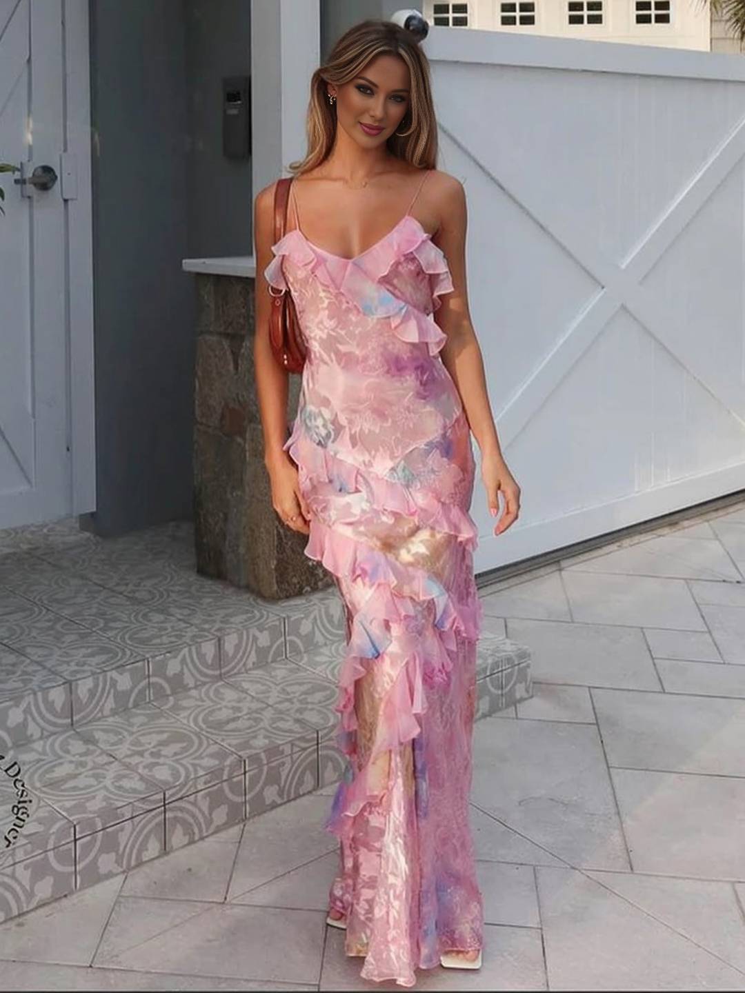 Vestido Maxi Floral con Volantes FIORELLA
