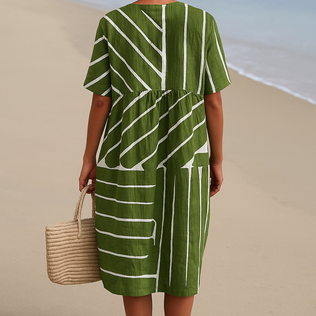 Yana | Vestido verde con patrón geométrico