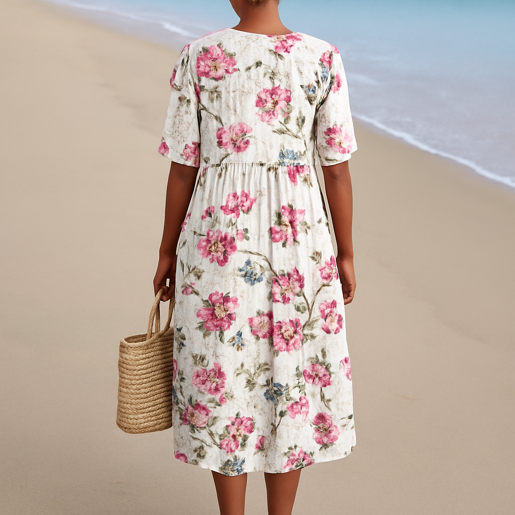 FLORINE | Vestido floral retro de lino