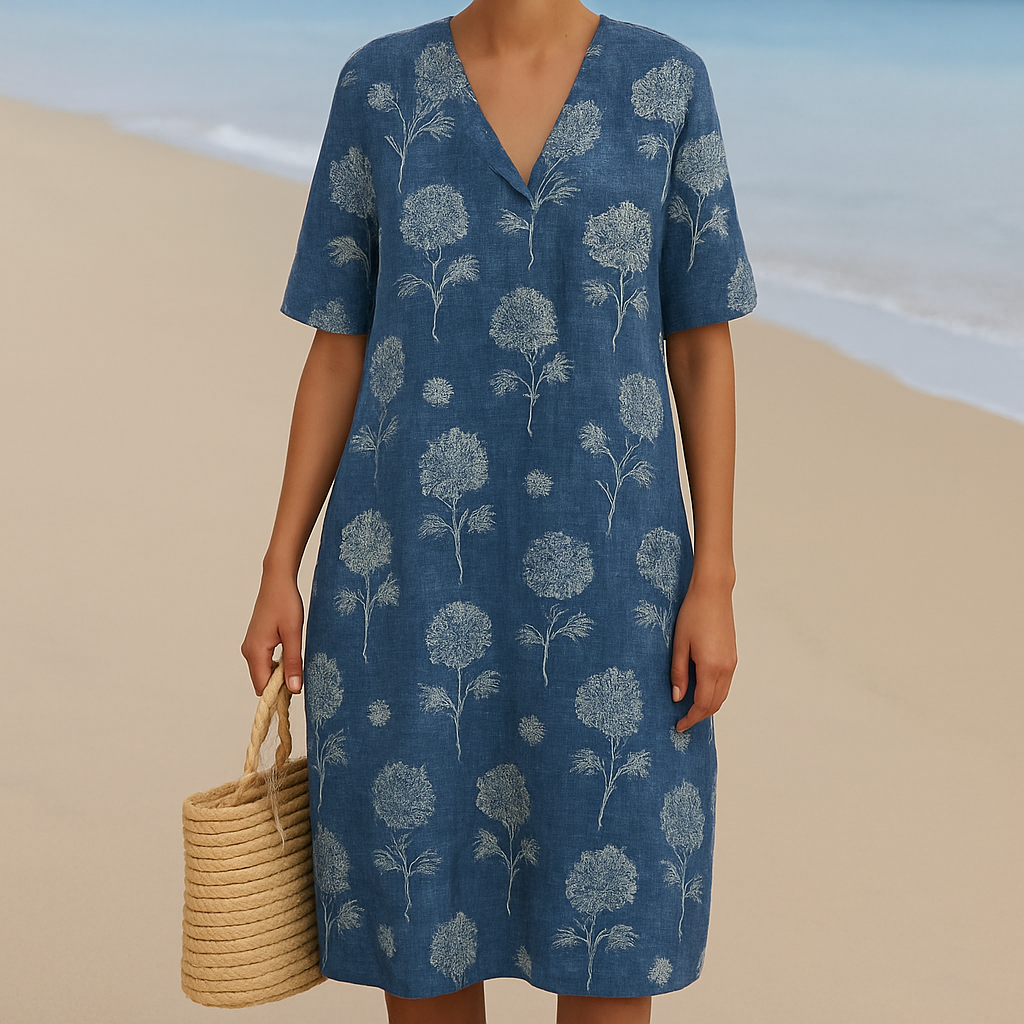 ALMA | Vestido azul índigo con flores