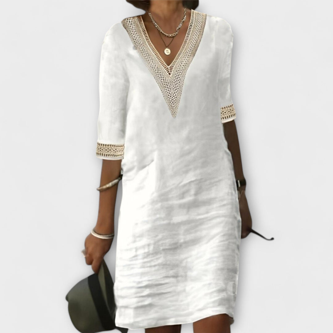 Emelia | Vestido de cuello en V inspirado en el estilo bohemio