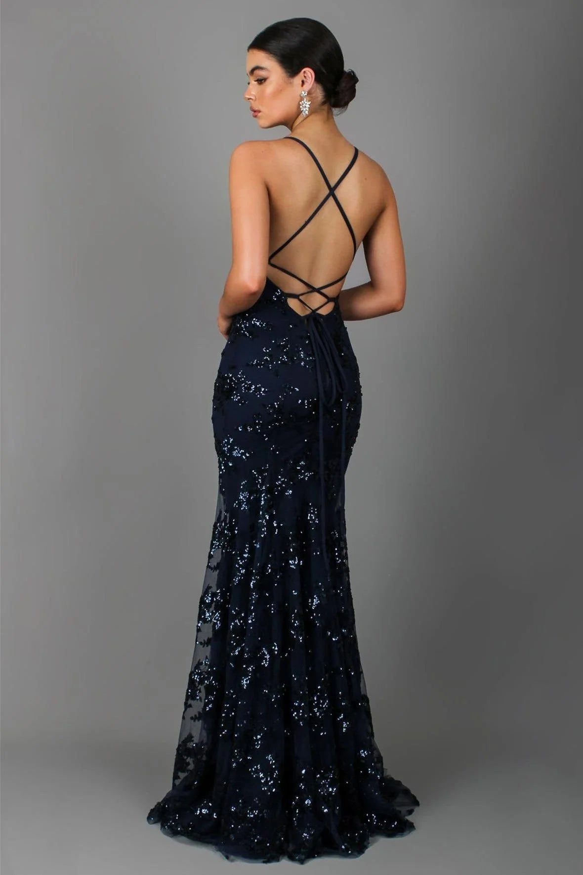 SERENYA Vestido Maxi Sin Mangas con Lentejuelas y Espalda Descubierta