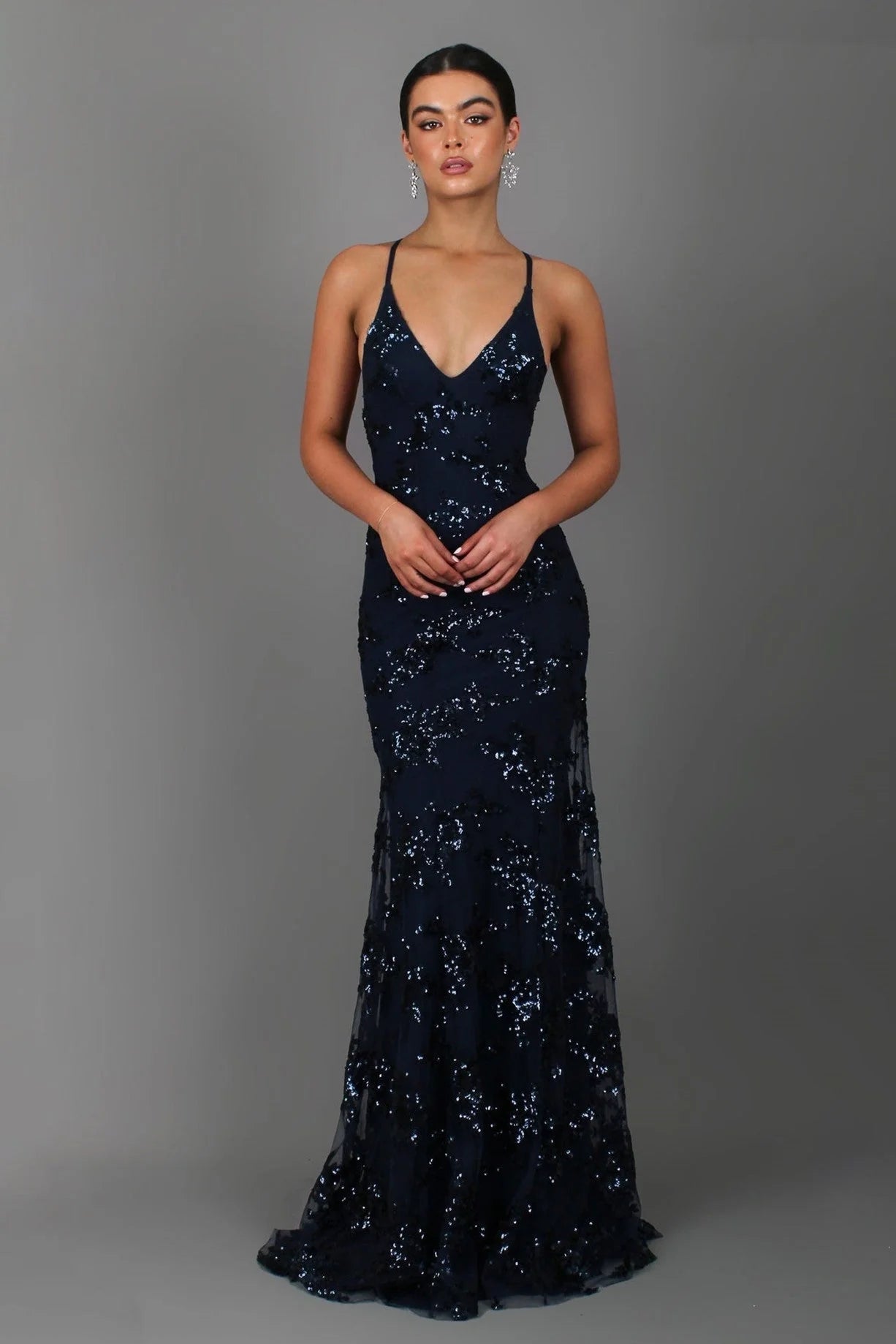 SERENYA Vestido Maxi Sin Mangas con Lentejuelas y Espalda Descubierta