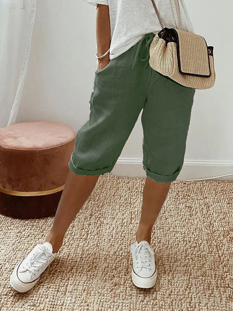 LUI™ – PANTALONES CORTOS DE ALGODÓN-LINO LIGEROS