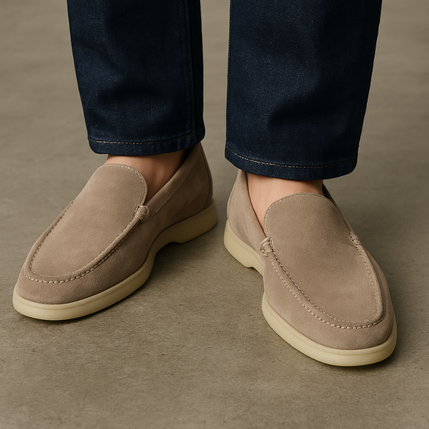 Refined Suede Loafers – Beige Sable