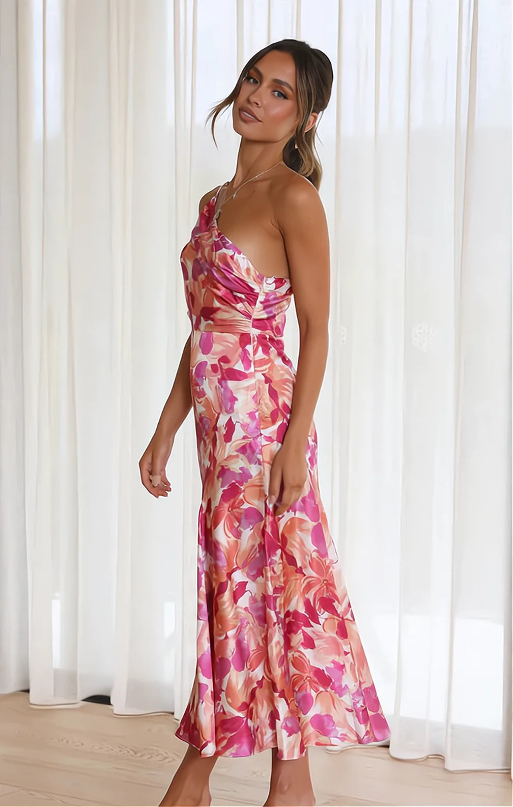 Diane | Vestido de Flores Satino