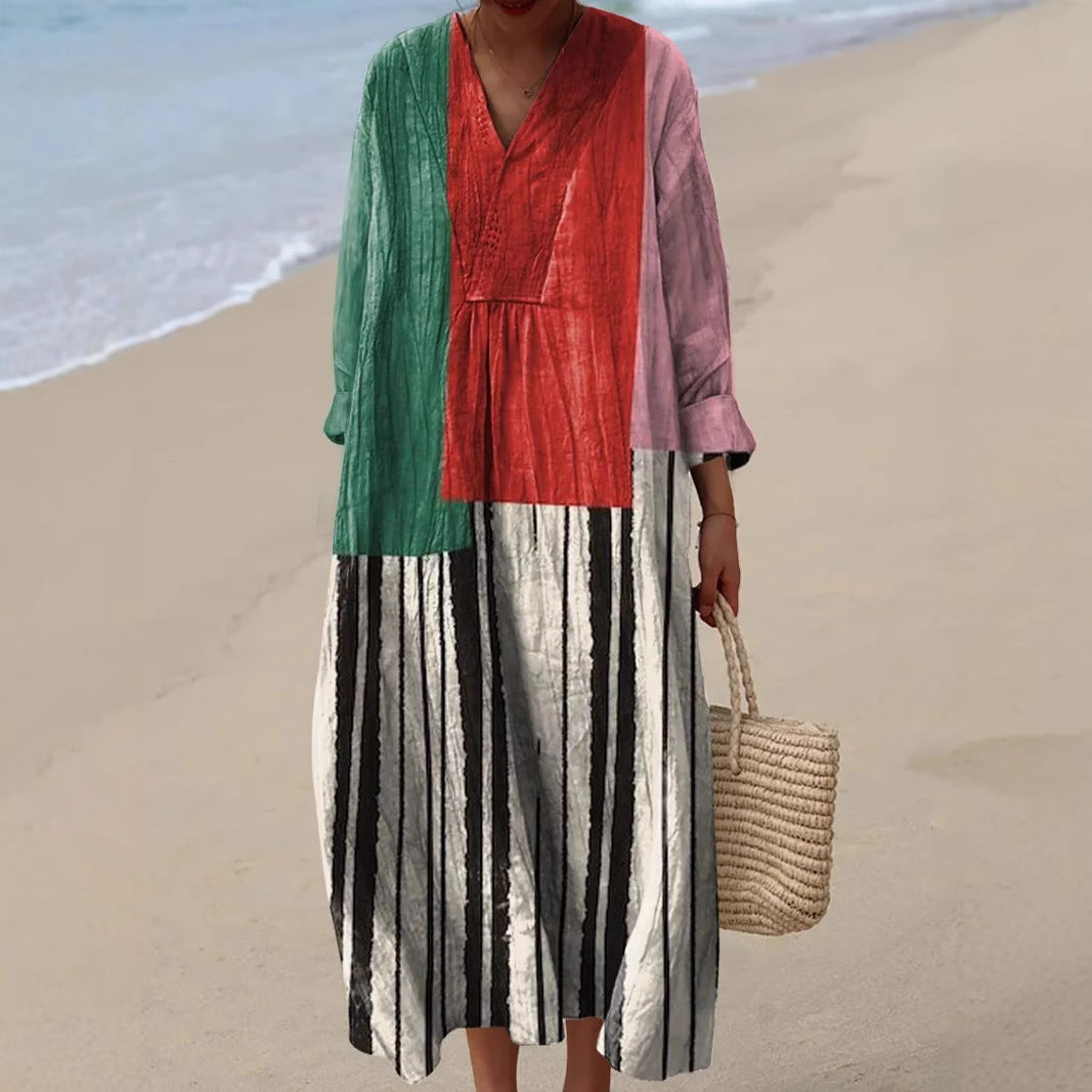 Nahla | Vestido Patchwork a Rayas