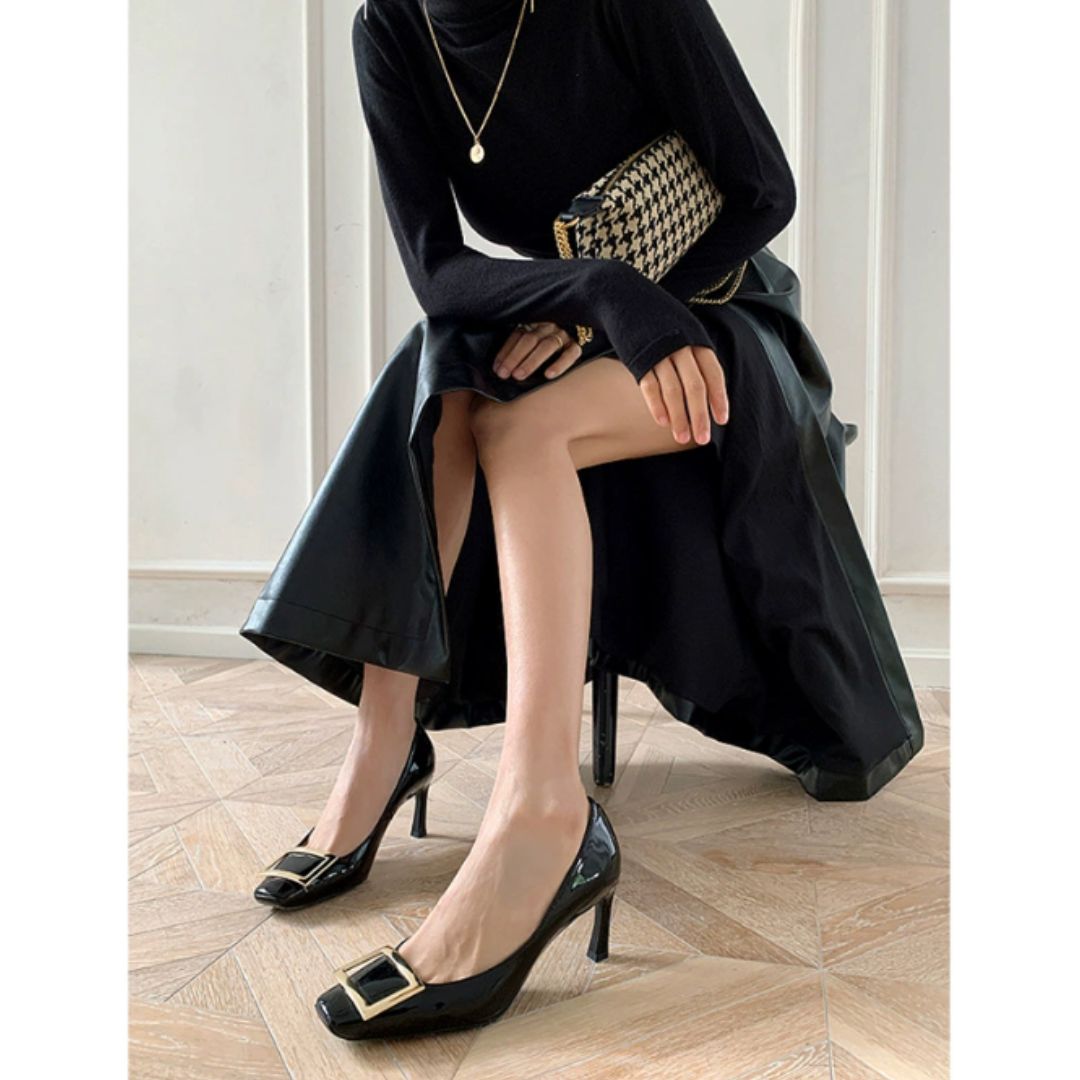 Celinka - Sandalias elegantes de tacón con acentos metálicos
