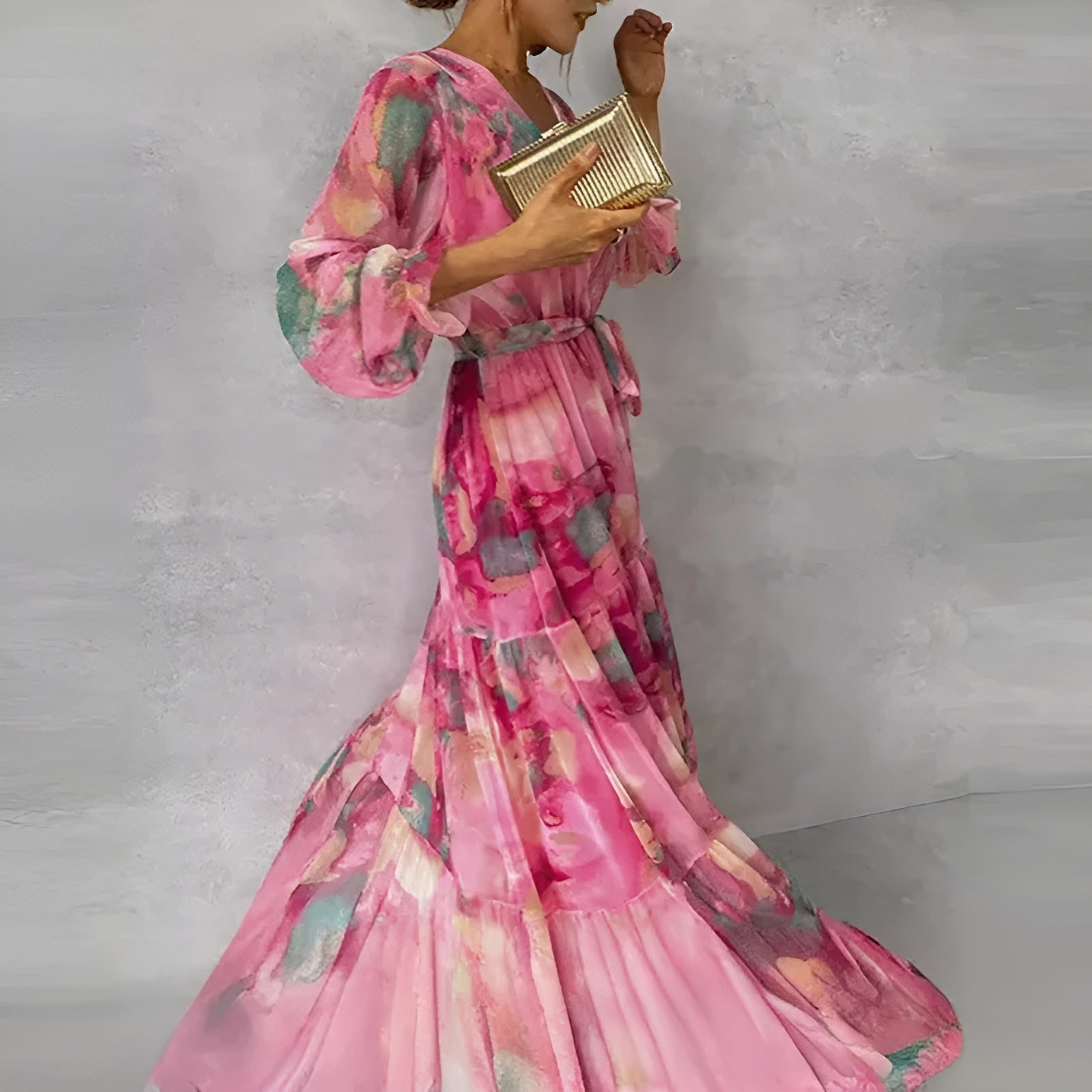 Miele™ | Vestido Maxi Colorido con Elegante Escote en V