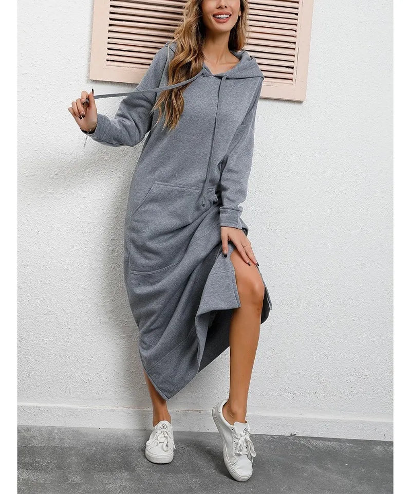 Ciska™ - Vestido Elegante con Capucha y Mangas Largas