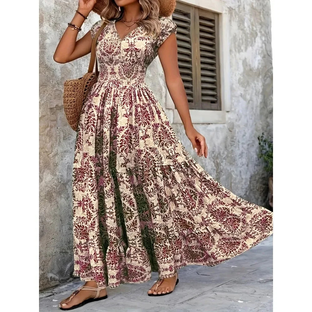 The Marisol – Bohemian V-Neck Maxi Dress