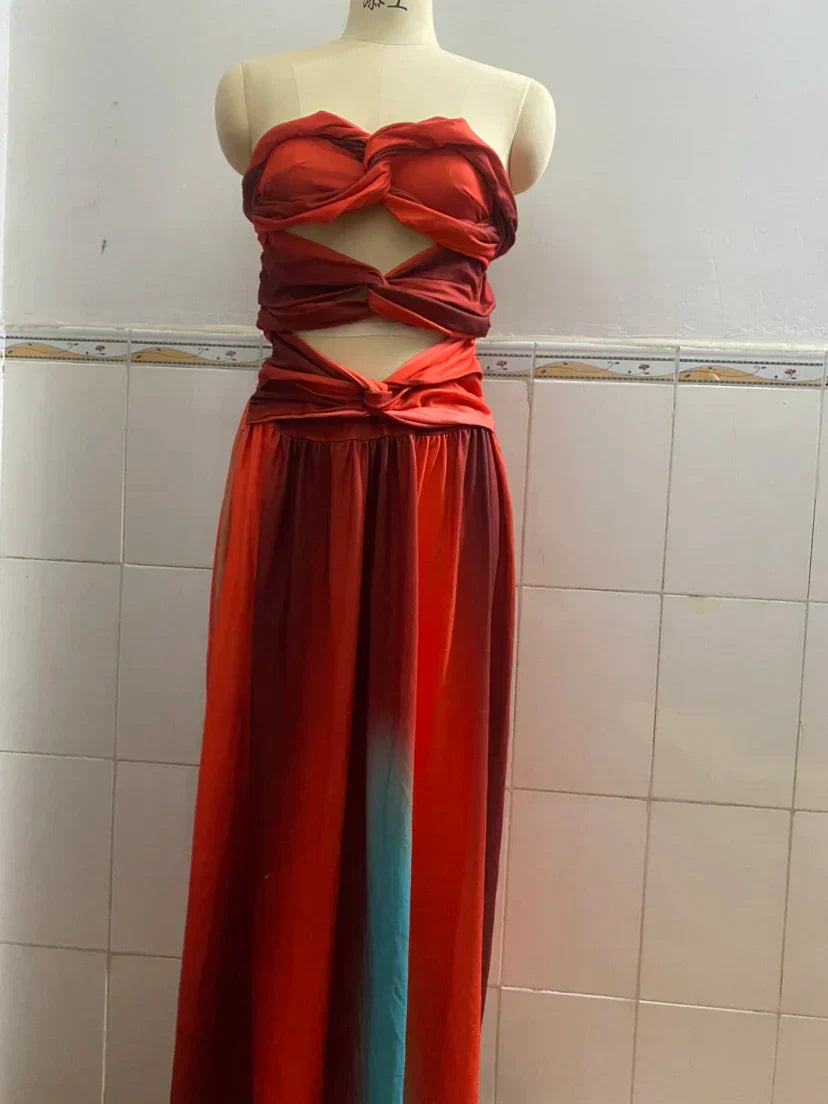 Diana | Vestido Largo Elegante con Rayas de Colores