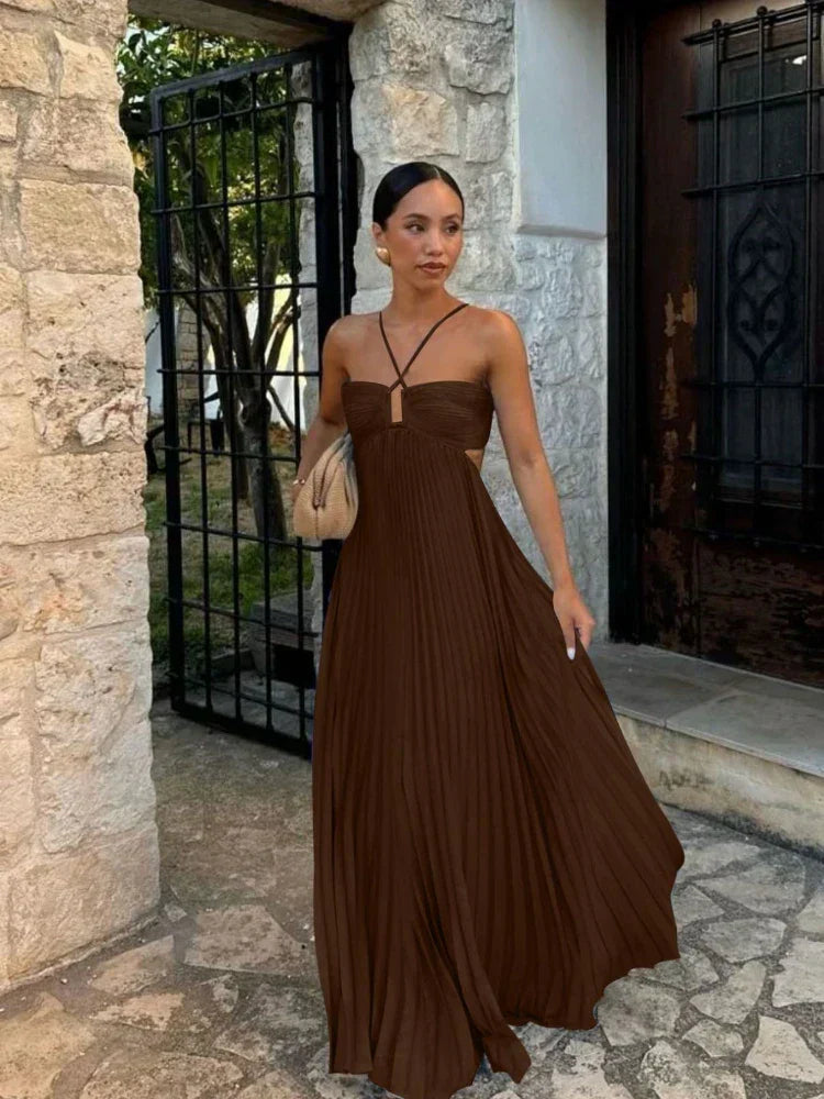 Nina | Vestido Maxi Plisado Elegante