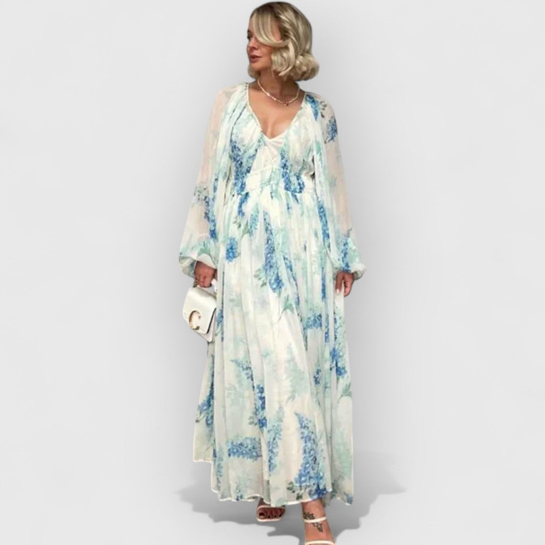 Vivia | Vestido de terciopelo premium en azul claro