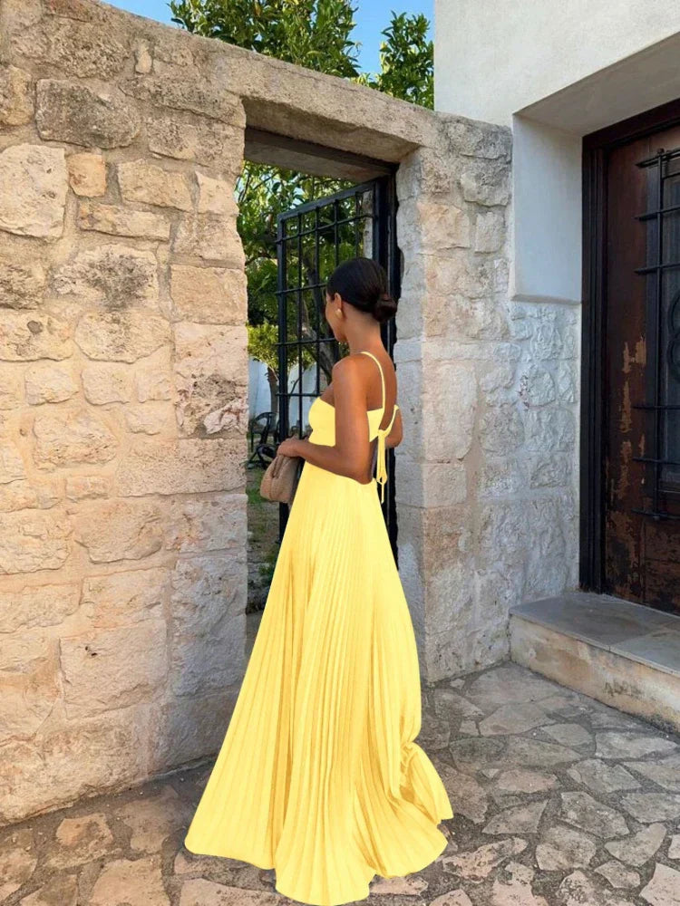 Nina | Vestido Maxi Plisado Elegante