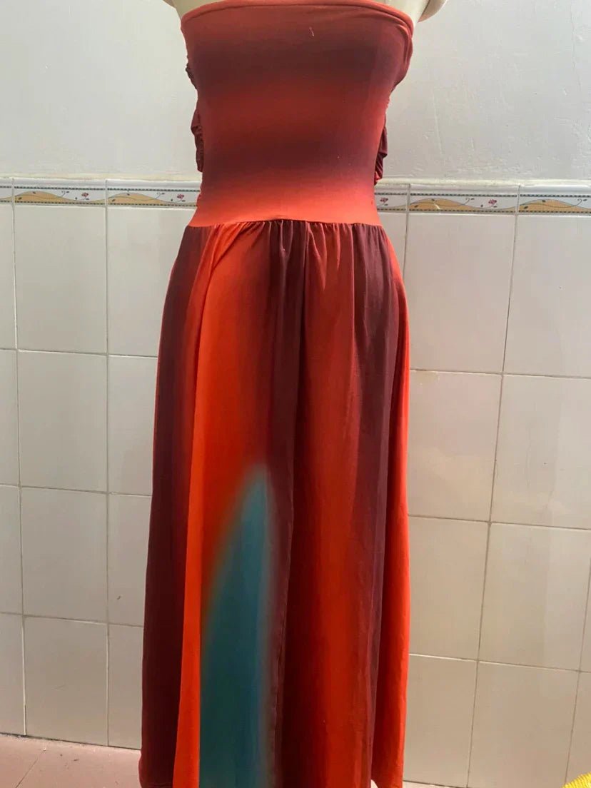 Diana | Vestido Largo Elegante con Rayas de Colores