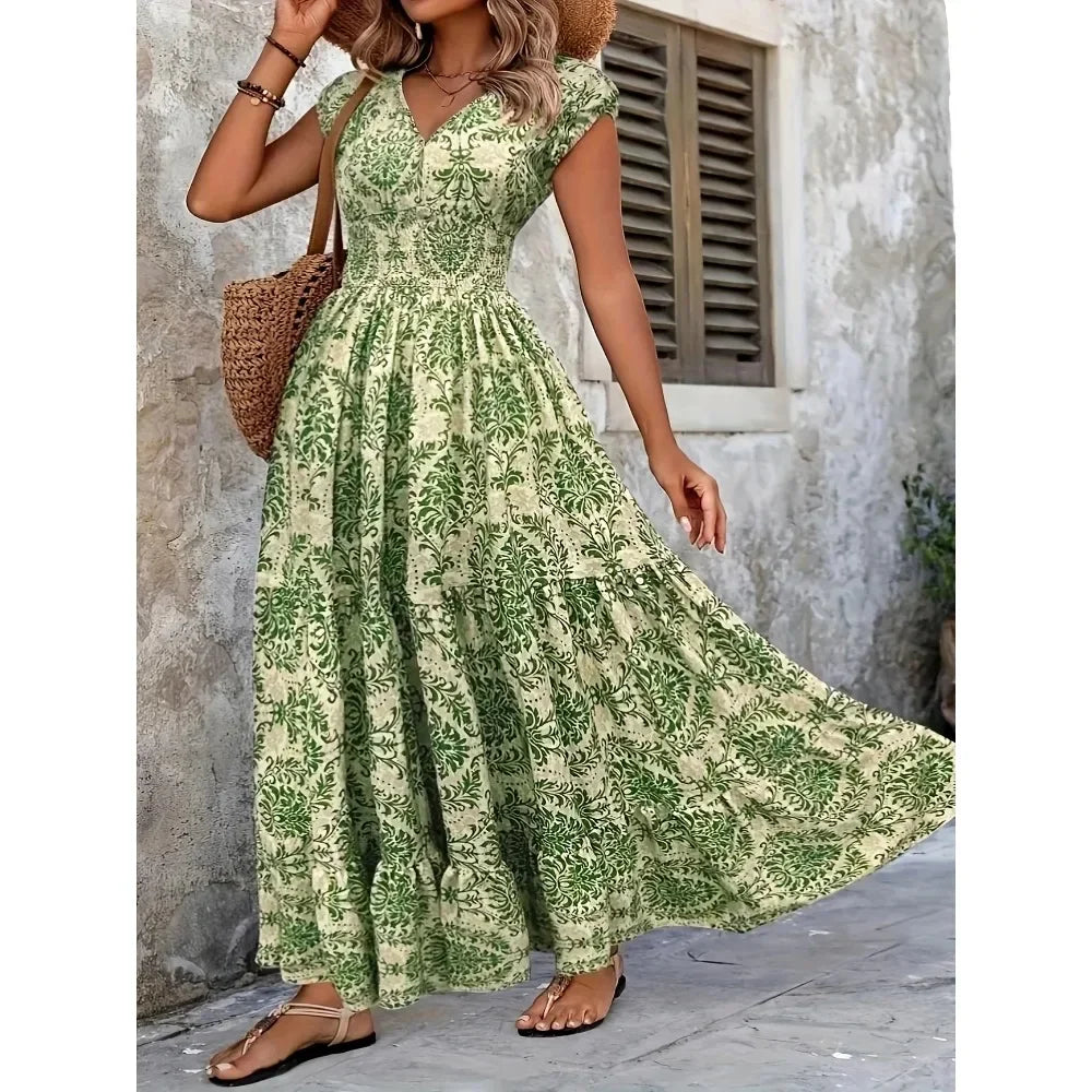 The Marisol – Bohemian V-Neck Maxi Dress