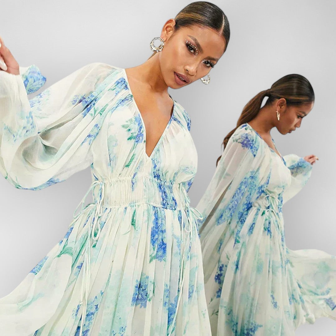 Vivia | Vestido de terciopelo premium en azul claro