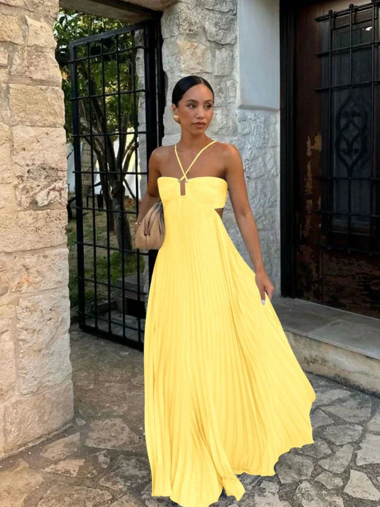 Nina | Vestido Maxi Plisado Elegante