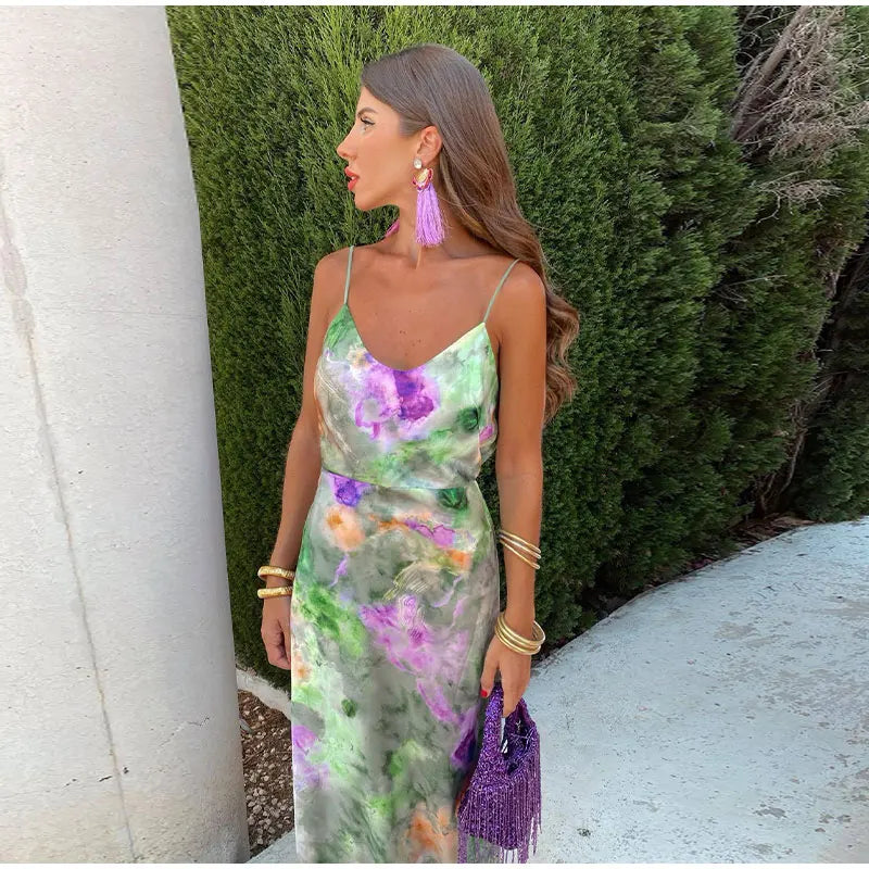 Anisten™ — Vestido con Suave Degradado de Color y Chal Suelto