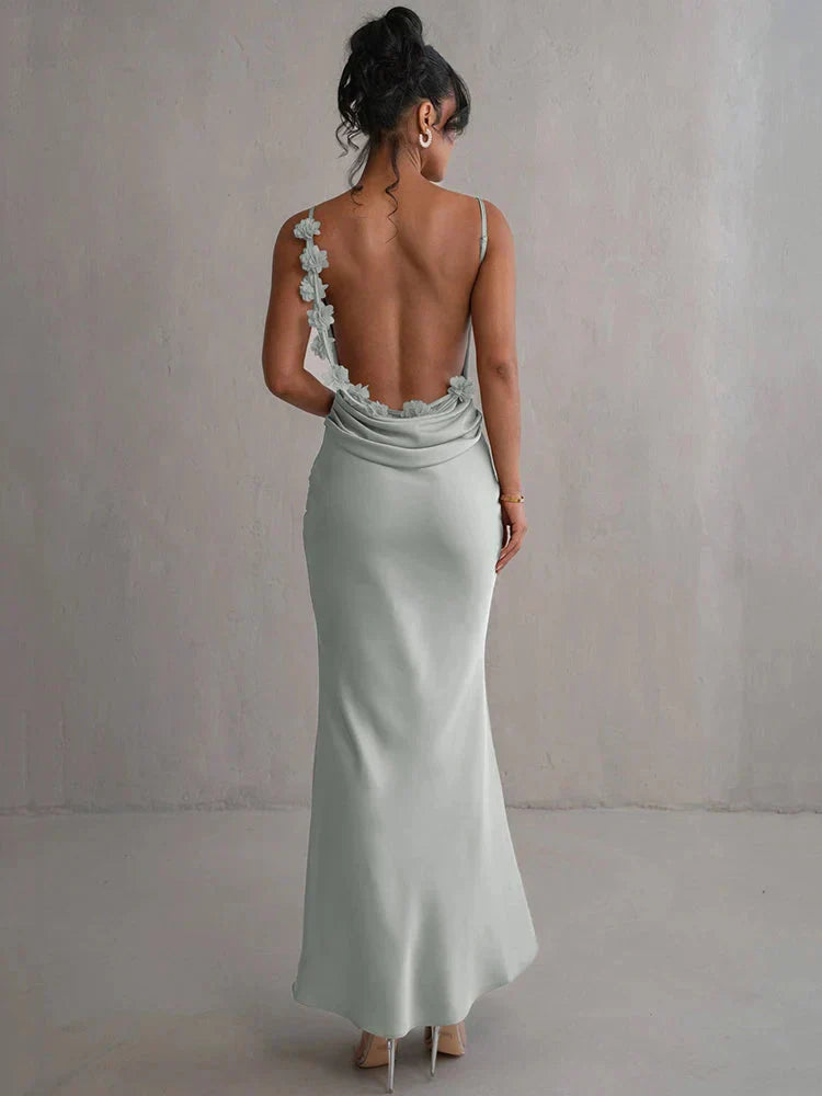 Cassiane - Vestido de Satén con Flores