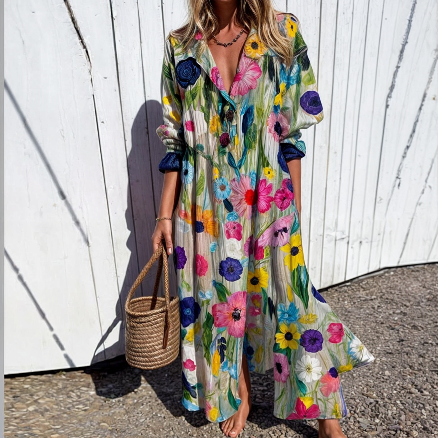 Odessa | Vestido Maxi Floral con Botones