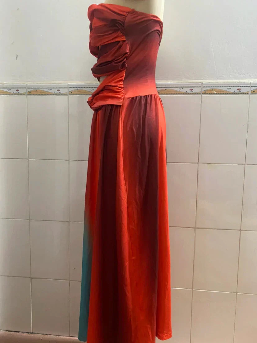 Diana | Vestido Largo Elegante con Rayas de Colores