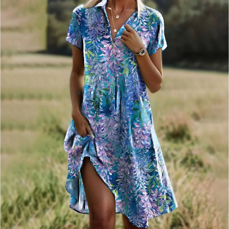 Carla™ | Elegante vestido de flores con botones y escote en V