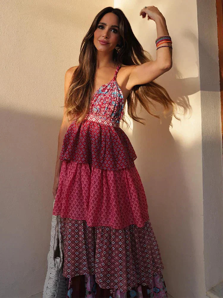 Mona - Vestido Maxi de Estampado Floral Clásico