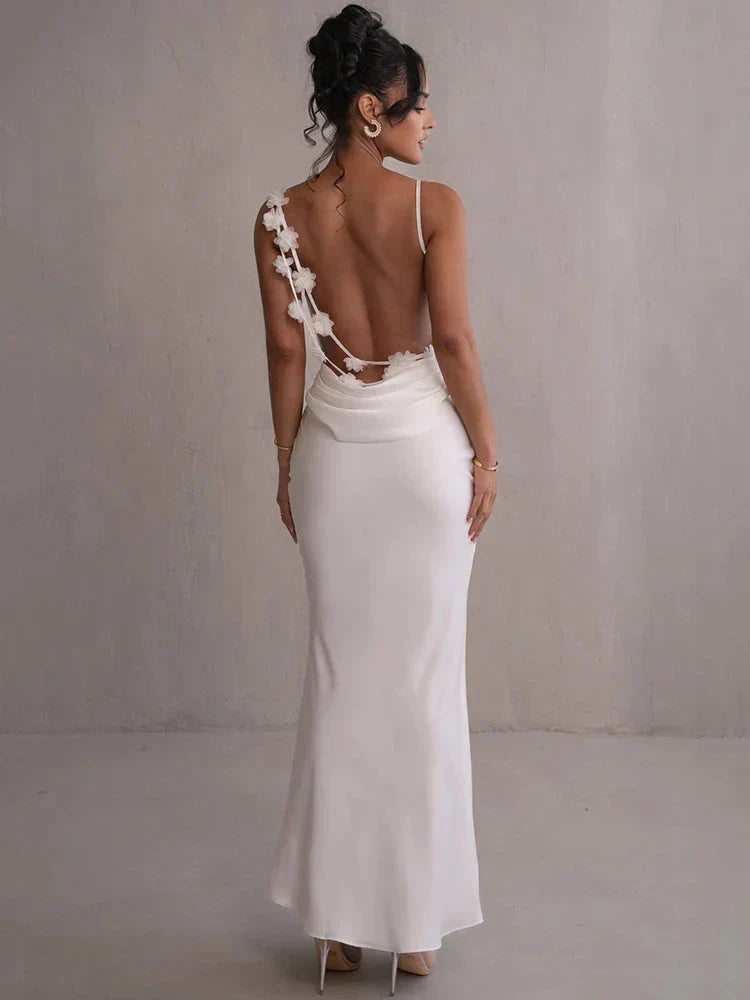 Cassiane - Vestido de Satén con Flores