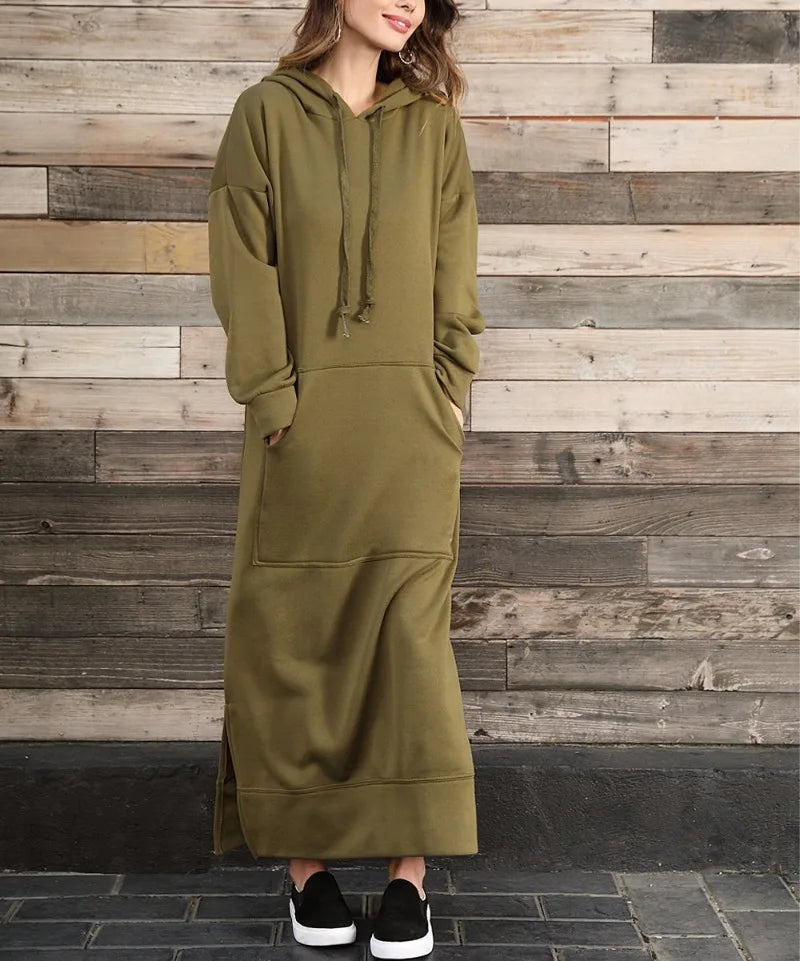 Ciska™ - Vestido Elegante con Capucha y Mangas Largas