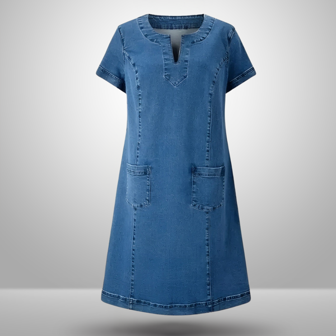 Julia | Vestido de Denim Suave con Bolsillos Frontales
