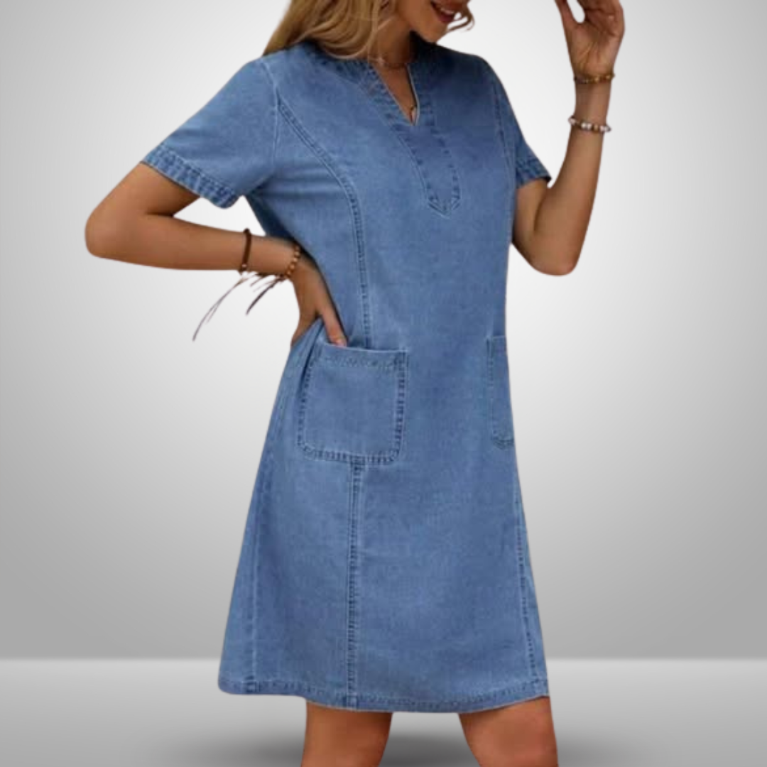 Julia | Vestido de Denim Suave con Bolsillos Frontales