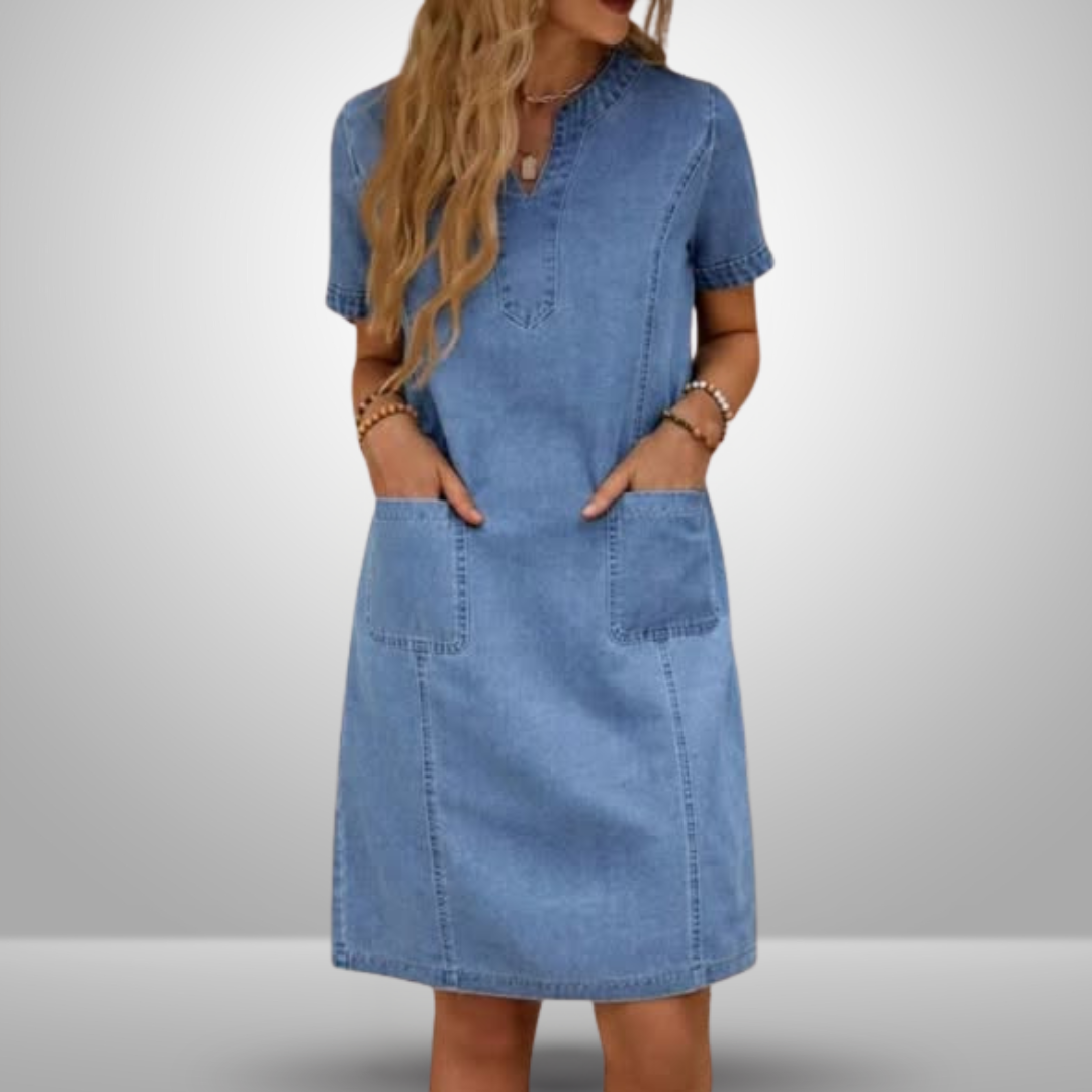 Julia | Vestido de Denim Suave con Bolsillos Frontales