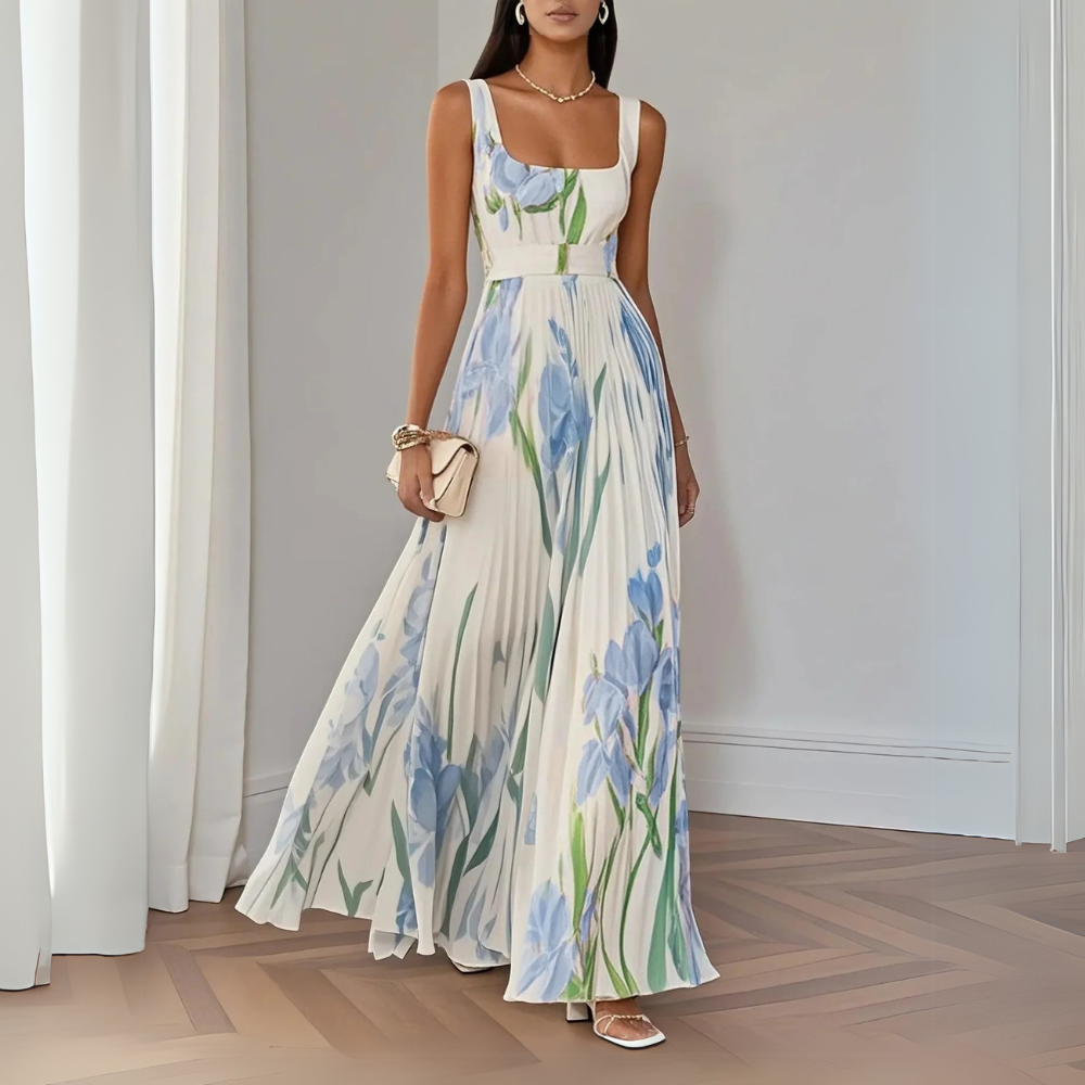 Nina Stiloso Vestido Largo Plisado Floral para Mujer