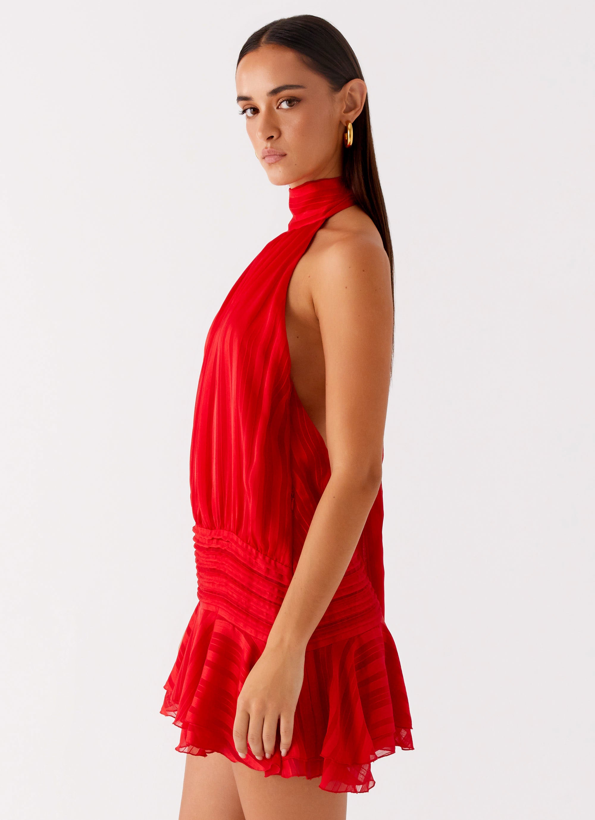 SERENELLA Vestido Mini de Chifón con Perlas