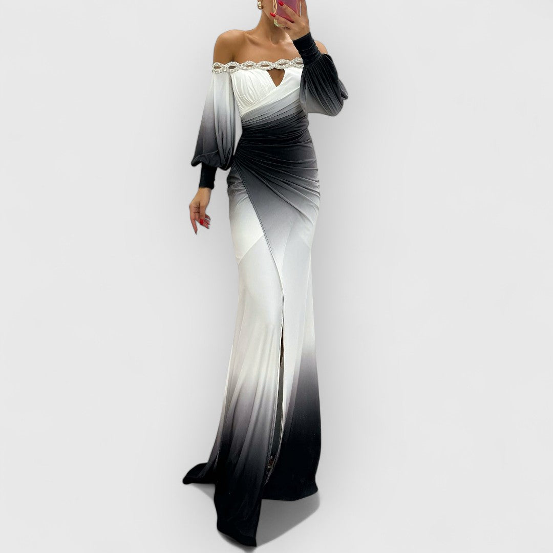 Cassidy | Vestido de Noche Gradiente con Hombros Descubiertos