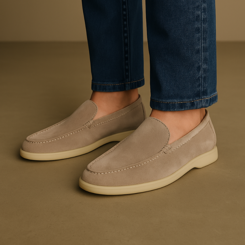 Refined Suede Loafers – Beige Sable