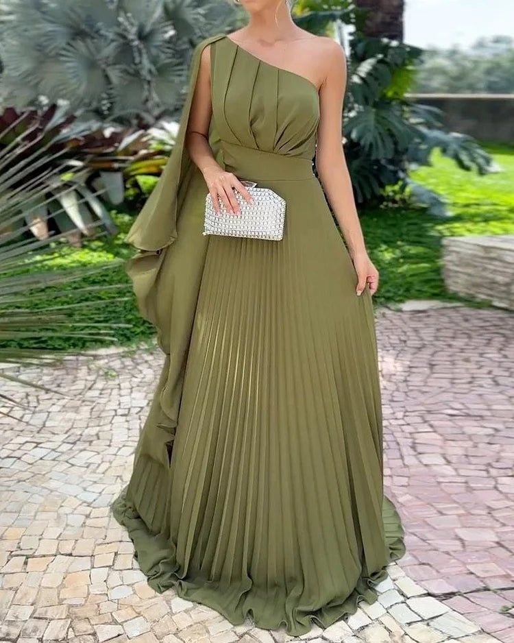 Araluen | Vestido Plisado de Un Hombro